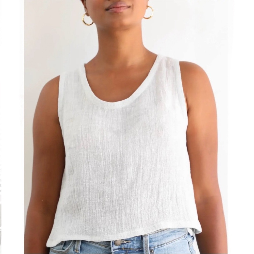 Only Child the Lane tank in pepper linen gauze - Picture 6 of 6